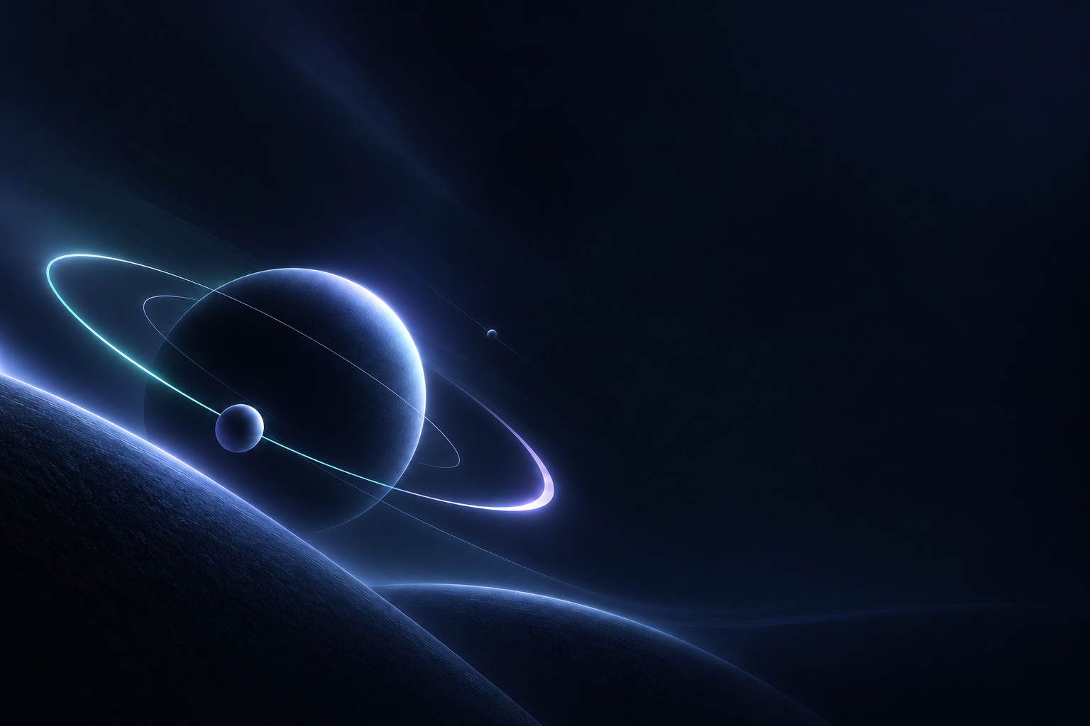 青紫色星环与行星